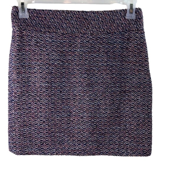 Loft Boucle Tweed Skirt Sz 2 Twee Preppy Academia Blue Pink Career A Line Mini - Picture 2 of 9